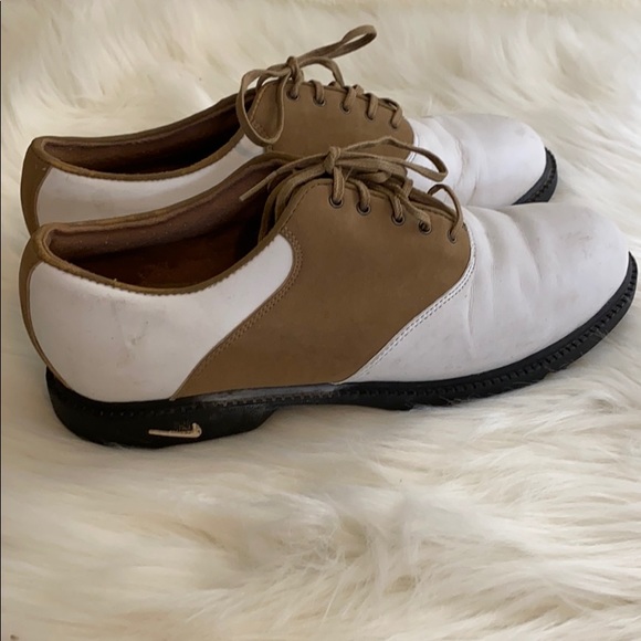 Nike golf shoes size 8 cleats saddle white brown - Picture 4 of 8